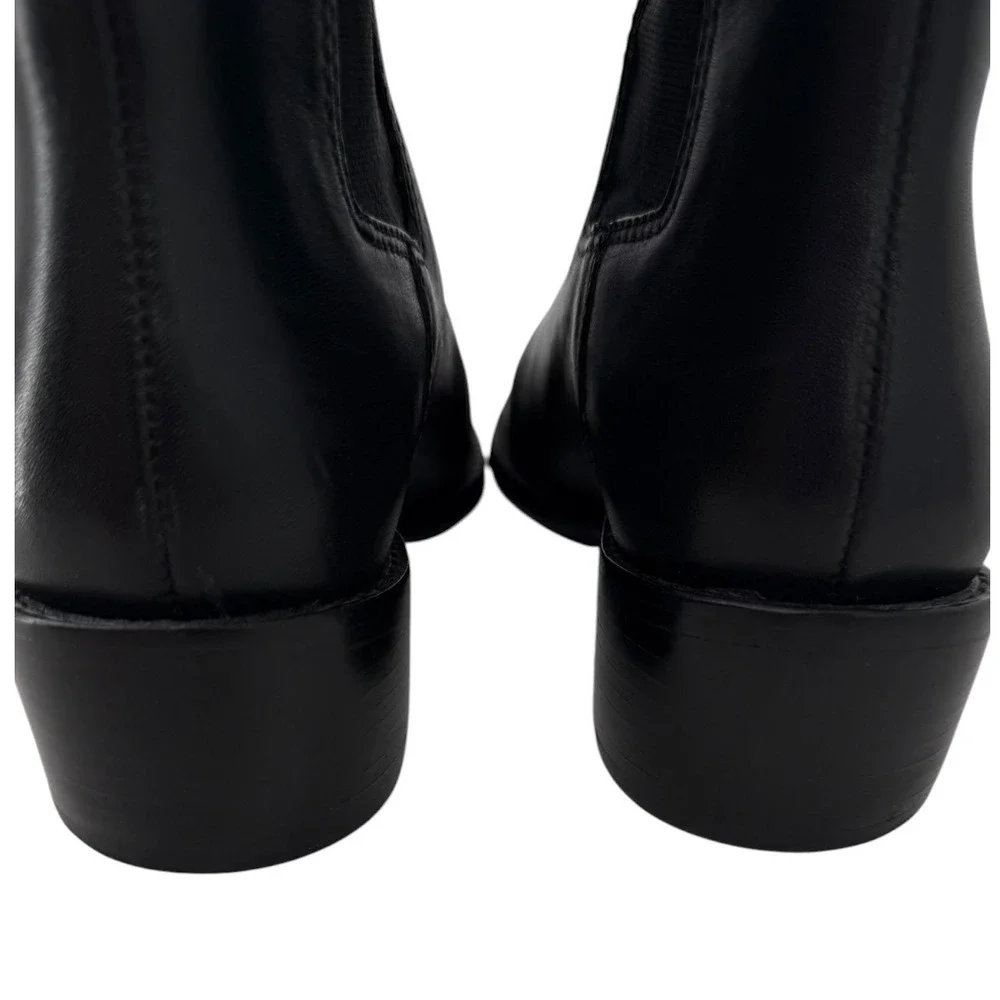 Tory Burch Womens Black Leather Square Toe Chelsea Ankle Boots 143257 Size 6.5M